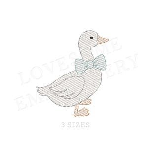 Cute Silly Goose Boy Quick Stitch Mini Three Sizes Machine Embroidery Design, Lovely Goose with Bow Tie Embroidery Files | Lovesome Design
