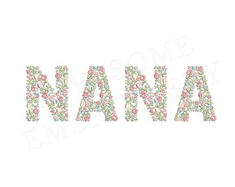 Floral Nana 4x4 Embroidery Design, Modern Floral Fill Embroidery File Digital Download | Lovesome Design