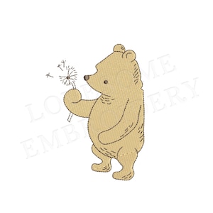 Classic Pooh Bear 5inch Dandelion Machine Embroidery Design Baby Embroidery Digital Download | Lovesome Design