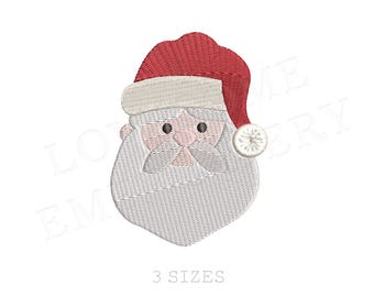 Puede incluir: Diseño bordado de la cara de Papá Noel con un gorro rojo y barba blanca. El diseño está disponible en tres tamaños.