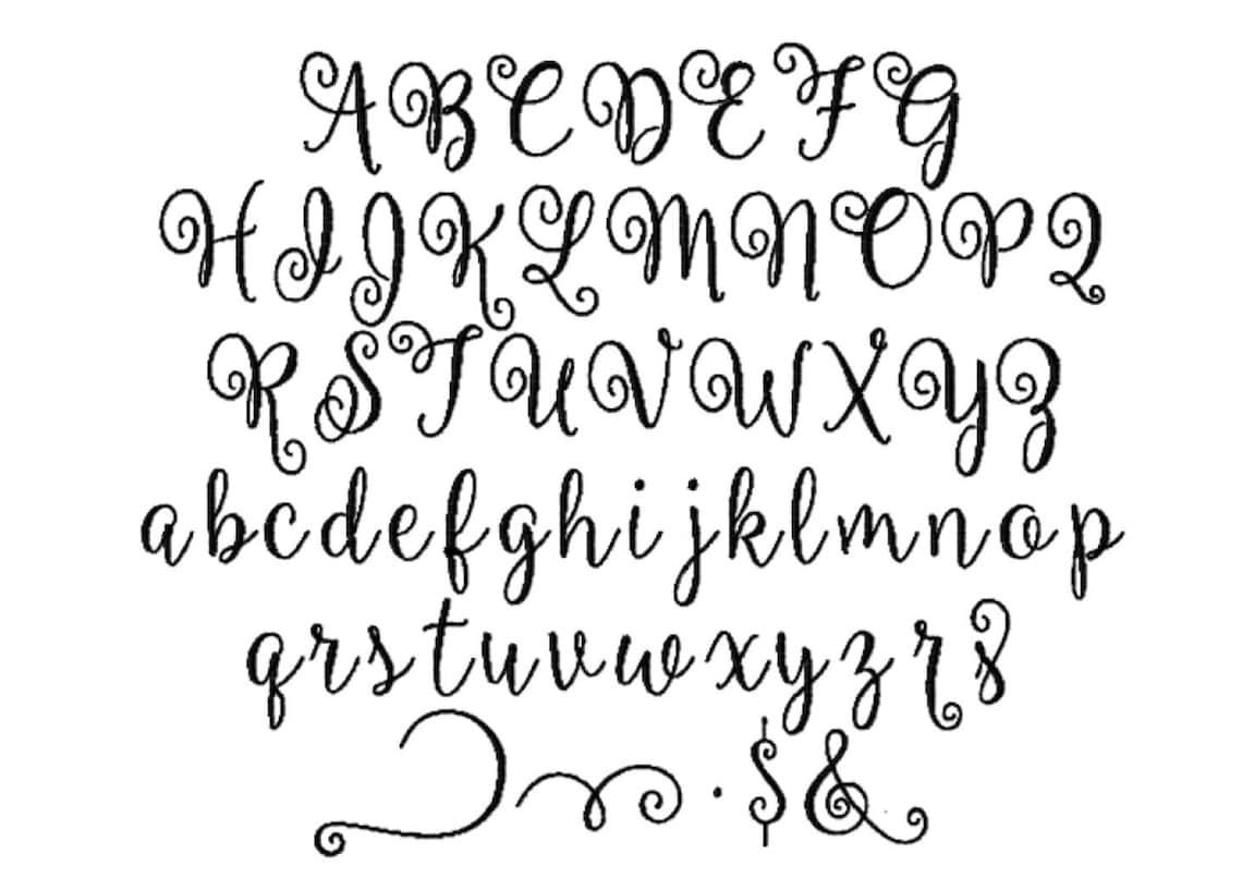 Bella Script Font A-Z 3inch Machine Embroidery Font Digital Download ...