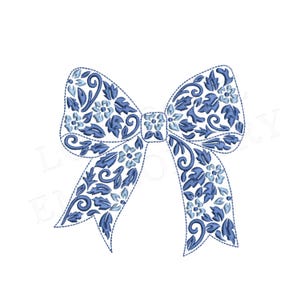 Chinoiserie Bow 4inch Machine Embroidery Design Digital Download | Lovesome Design