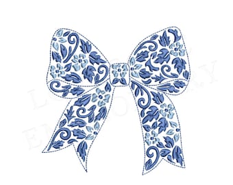 Diseño de bordado a máquina de 4 pulgadas con lazo chinoiserie, descarga digital / Lovesome Design