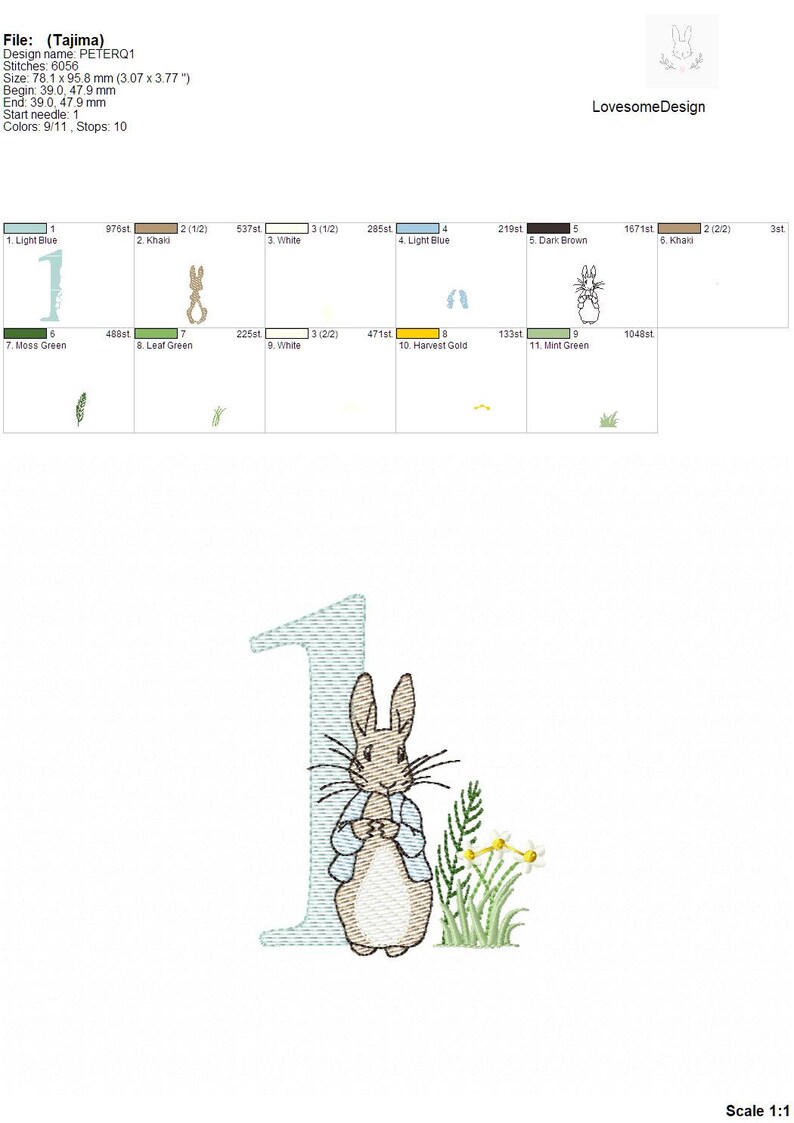 Numbers Peter Rabbit Quick Stitch 4inch 0-9 Machine Embroidery Numbers ...
