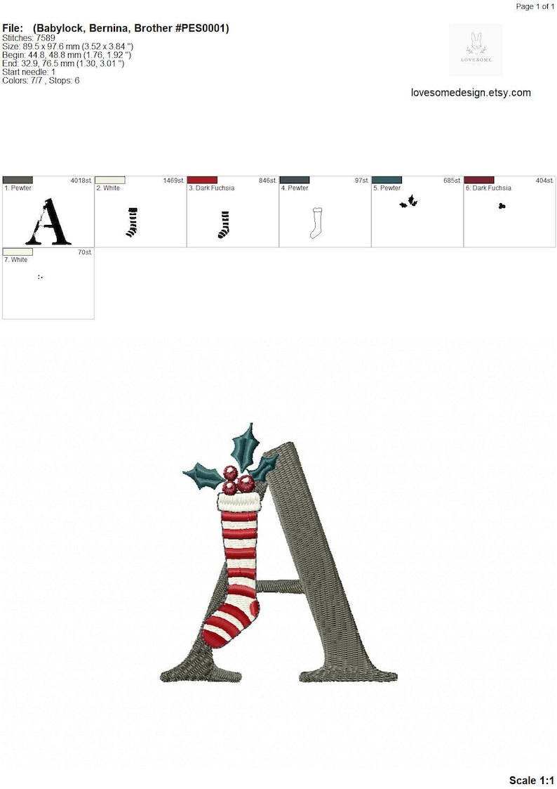 Stocking Font Christmas Stocking Alphabet 4inch A-Z Machine Embroidery Font Digital ...