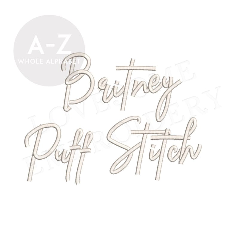 Britney Puff 4inch Script Font A-Z Machine Embroidery Letters, Puff 3D ...