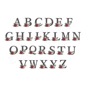 Cute Robin Alphabet 3inch A-Z Machine Monogram Embroidery Font Digital ...