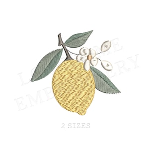 Lemon Branch Two Big Sizes Machine Embroidery Design, Lovely Citrus Summer Embroidery Digital File | Lovesome Design