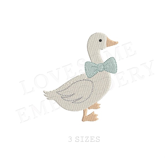 Cute Goose Bow Tie Big 3 Sizes Machine Embroidery Design, Lovely Goose with Bow Tie Multiple Size Embroidery File | Lovesome Design