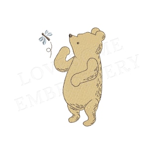 Classic Pooh Bear 3.5inch Butterfly Machine Embroidery Design Baby Embroidery Digital Download | Lovesome Design