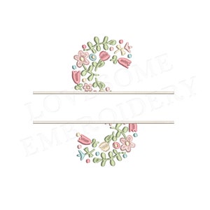 NUEVA letra floral dividida S 4 pulgadas diseño de bordado de máquina flores delicadas fuente dividida en colores primaverales descarga digital / diseño encantador