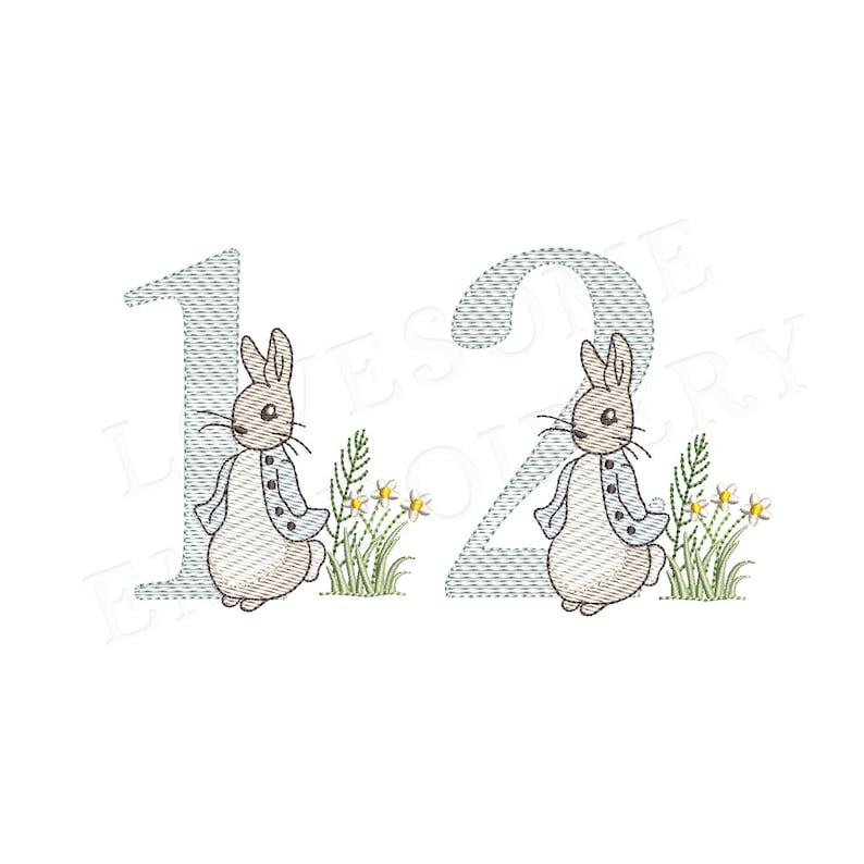 Numbers Peter Rabbit Quick Stitch 4inch 0-9 Machine Embroidery Numbers ...