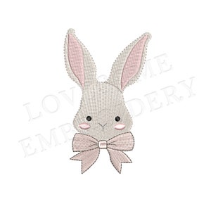Bunny with Bow 4inch Machine Embroidery Design Digital Download | Lovesome Embroidery
