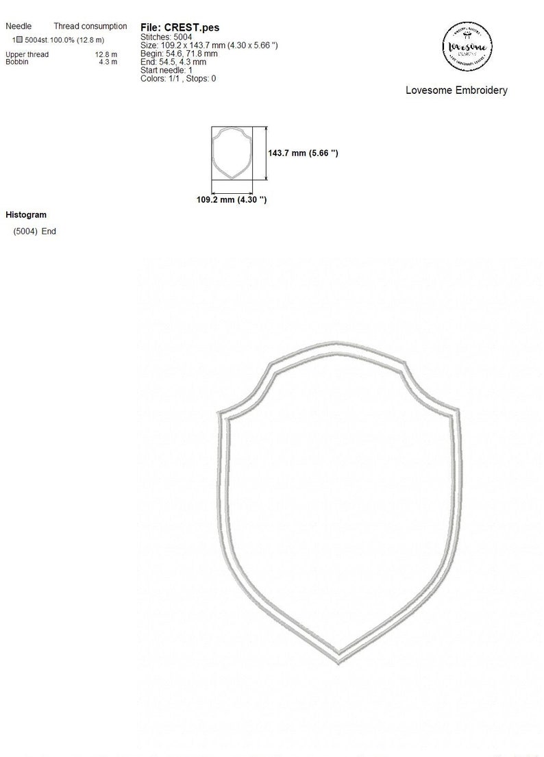 Crest Seven Sizes Machine Embroidery Design, Blank Crest Multisize ...