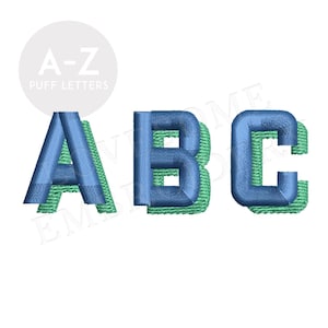 Block Shadow Puff 1inch Font A-Z Machine Embroidery Block Monogram Letters, Puff 3D Foam Embroidery Font Digital Download | Lovesome Design