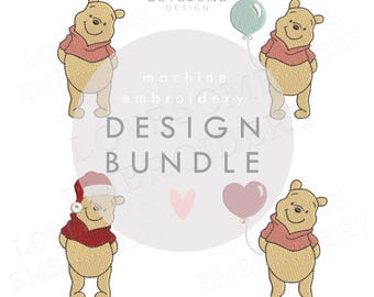 BUNDLE Pooh Bear ALL SIZES Machine Embroidery Design Bundle (Digital Download)  | Lovesome Design