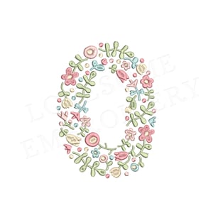 NUEVA letra floral O 4 pulgadas diseño de bordado de máquina letras de flores delicadas en colores primaverales descarga digital / diseño encantador