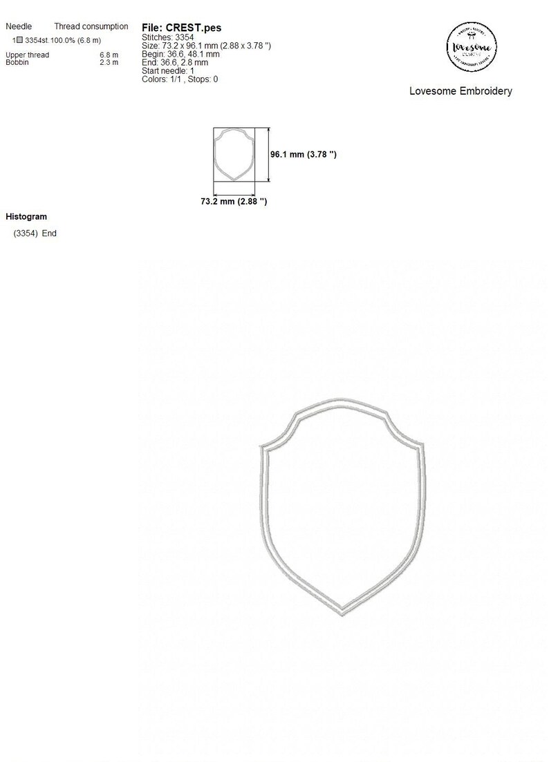 Crest Seven Sizes Machine Embroidery Design, Blank Crest Multisize ...