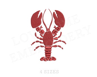 Lobster Mini Embroidery Design Multisize, Nautical Machine Embroidery Digital File | Lovesome Design