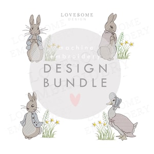 PAKET Beatrix Potter-karaktärer ALLA STORLEKAR Maskinbroderidesignpaket med snabbstygn (digital nedladdning) | Lovesome Design