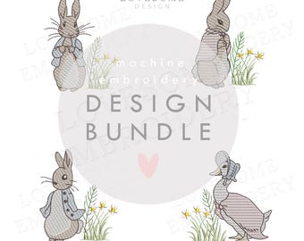 BUNDLE Beatrix Potter Characters ALL SIZES Quick Stitch Machine Embroidery Design Bundle (Digital Download)  | Lovesome Design