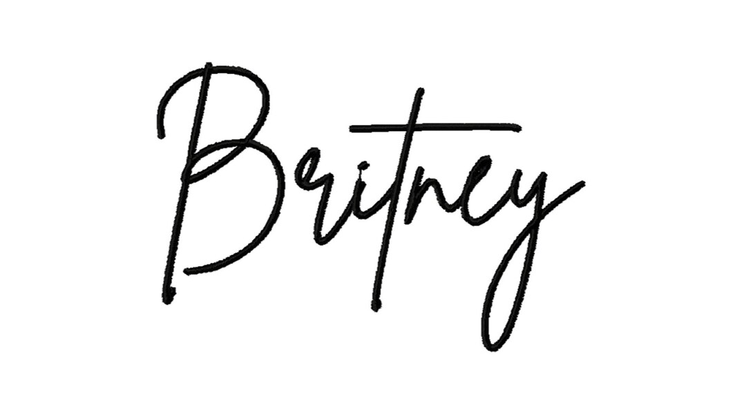 Britney Script Font A-Z 5inch Machine Embroidery Font Digital Download ...