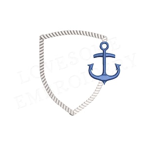 Anker Seil Wappen 4-Zoll-Stickerei, Nautische Maschinenstickerei Digitale Datei | Liebevolles Design