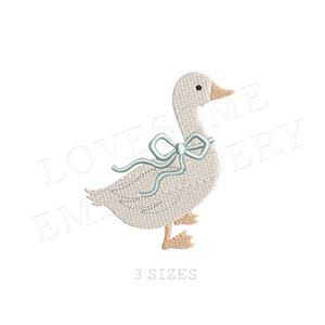 Cute Silly Goos Big Three Sizes Machine Embroidery Design, Lovely Goose with Bow Multiple Size Embroidery File | Lovesome Design