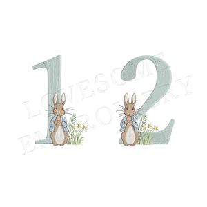 Números Peter Rabbit 5 pulgadas 0-9 Números de bordado de máquina Descarga digital / Diseño encantador