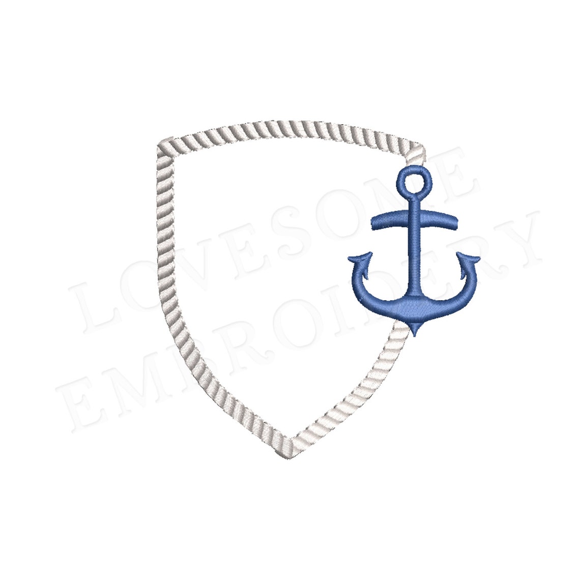 Anchor Rope Crest 3inch Embroidery Design, Nautical Machine Embroidery ...