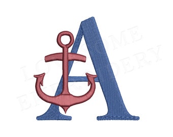 Anchor Monogram 3inch Embroidery Font, Nautical Machine Embroidery Letters Digital File | Lovesome Design