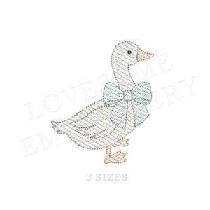 Cute Silly Goose Quick Stitch Big Three Sizes Machine Embroidery Design, Lovely Goose with Big Bow Embroidery Files | Lovesome Design