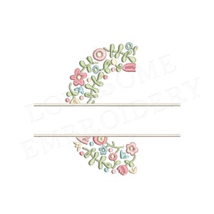 NUEVA letra floral dividida C 4 pulgadas diseño de bordado de máquina flores delicadas fuente dividida en colores primaverales descarga digital / diseño encantador