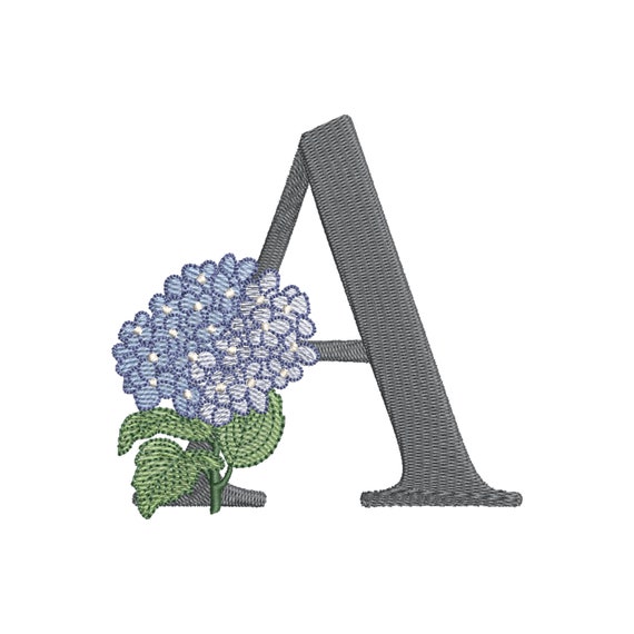 ☆ A＆H ☆ページ♪１名様限定☆両面 letter of flower Hydrangea Monogram 4inch A-Z Machine Embroidery Font Elegant