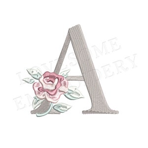 Vintage Rose Monogram 4inch A-Z Machine Bordado Fonte Elegante Flor Alfabeto BX Bordado Arquivos Digital Download | Design adorável