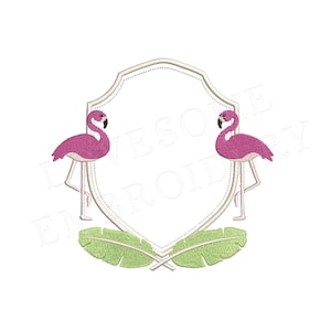 Flamingo Crest 4inch Summer Embroidery Design, Nautical Tropical Machine Embroidery Digital File | Lovesome Design
