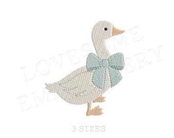Mini motif de broderie Machine mignon Silly Goose trois tailles, belle oie avec fichier de broderie de plusieurs tailles grand noeud | Beau design