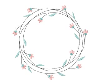 Little Flowers Wreath 5inch Machine Embroidery Design Digital Download | Lovesome Design