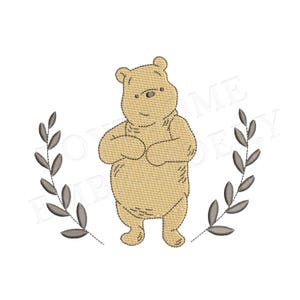 Classic Pooh Bear 5inch Wreath Machine Embroidery Design Baby Embroidery Digital Download | Lovesome Design