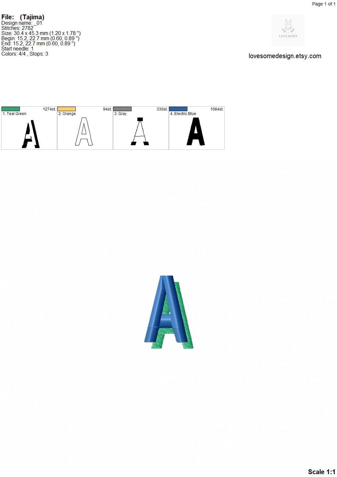 Block Shadow Puff 2inch Font A-Z Machine Embroidery Block Monogram ...