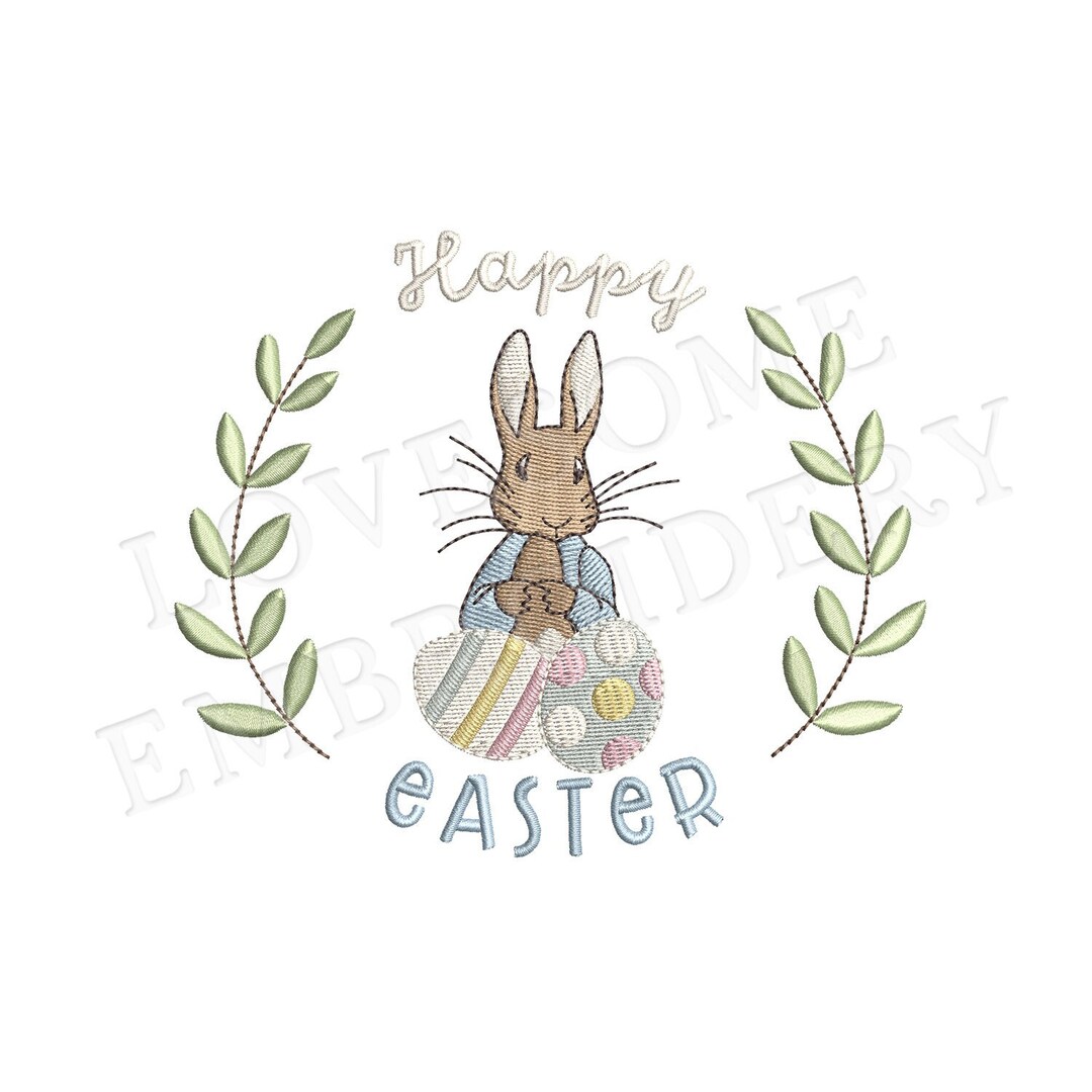 Happy Easter 4x4 Peter Rabbit Machine Embroidery Design Digital ...