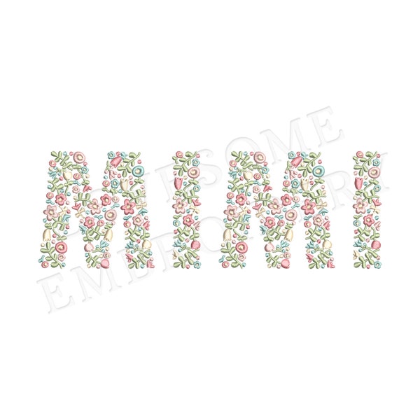 Floral Mimi 4x4 Embroidery Design, Modern Floral Fill Embroidery File Digital Download | Lovesome Design