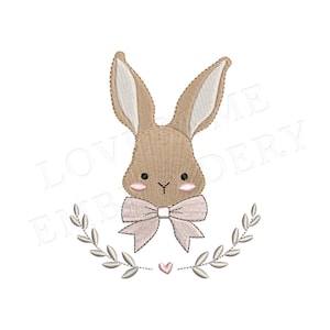 Bunny with Wreath 3inch Machine Embroidery Design Digital Download | Lovesome Embroidery