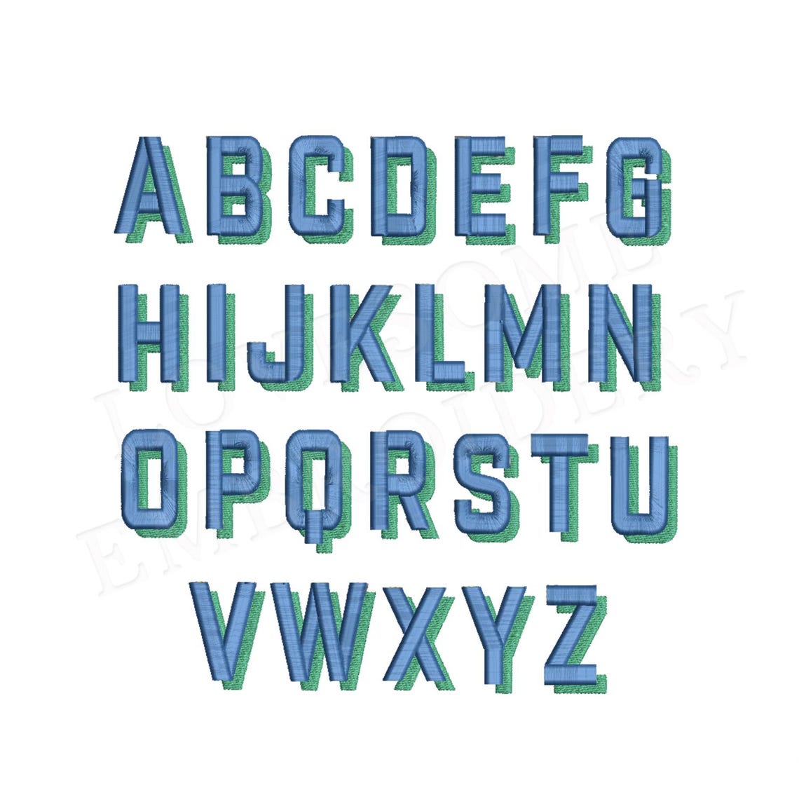 Block Shadow Puff 2inch Font A-Z Machine Embroidery Block Monogram ...