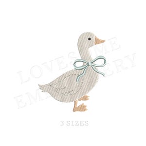 Cute Silly Goose Big Three Sizes Machine Embroidery Design, Lovely Goose with Bow Multiple Size Embroidery File | Lovesome Design