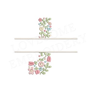 NOVA letra floral dividida J 4 polegadas design de bordado à máquina flores delicadas fonte dividida em cores de primavera download digital | Design adorável