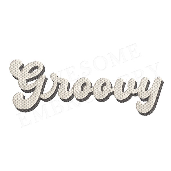 Groovy Shadow 2.5inch Script Font A-Z Machine Embroidery Font Digital Download | Lovesome Design