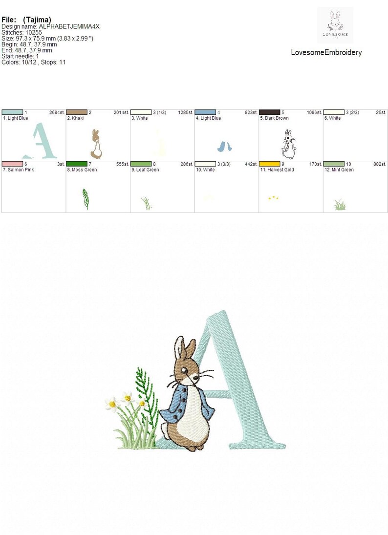 Peter Rabbit Sign Abc Peter Rabbit 3inch Alphabet A-Z Machine Embroidery Font Digital ...