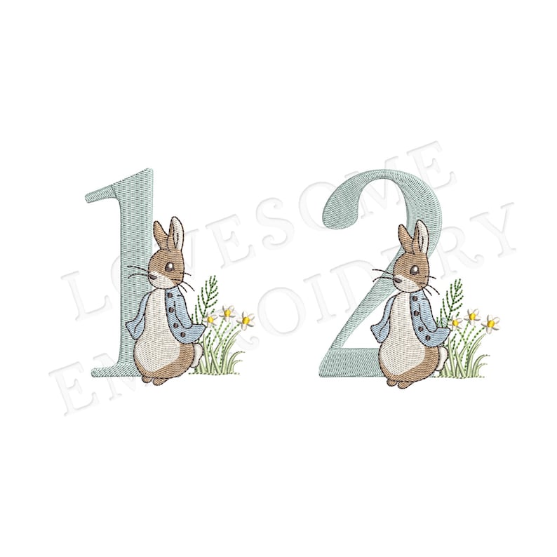 Numbers Peter Rabbit 4inch 0-9 Machine Embroidery Numbers Digital ...