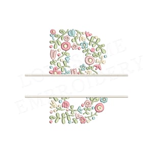 NOVA letra floral dividida B design de bordado à máquina de 4 polegadas delicadas flores divididas fonte em cores de primavera download digital | Design adorável